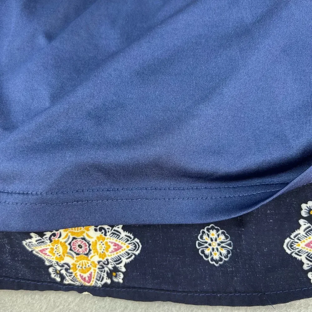 Entro Midi Sun Dress Women's Size Large Navy Boho Lined Adjustable Straps Hippie - Picture 14 of 15